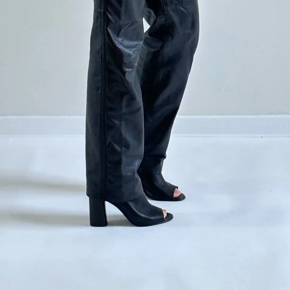 [SOLD] L’intervalle Black Leather Block Heel Mule Peep Toe Booties size 41 or 10 - Picture 8 of 8